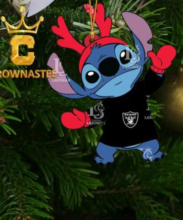 Las Vegas Raiders Stitch Santa Christmas NFL Acrylic Christmas Tree Decoration Ornament