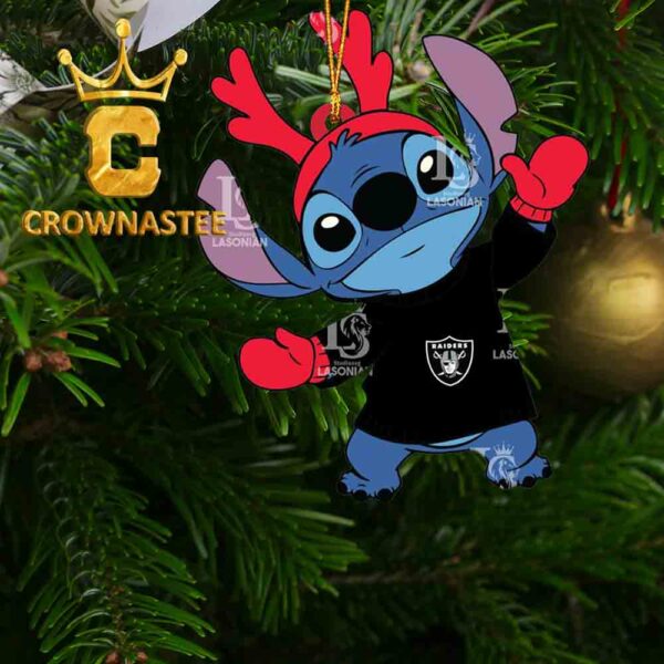 Las Vegas Raiders Stitch Santa Christmas NFL Acrylic Christmas Tree Decoration Ornament