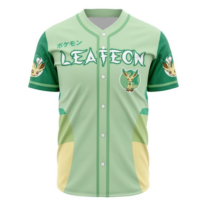 Leafeon Baseball Jersey - Stylish Green Anime Fan Gear For Pokémon Lovers