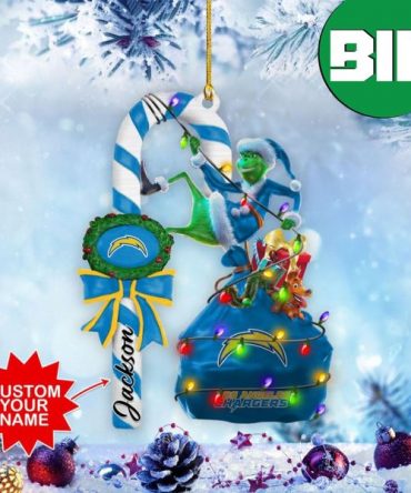 Los Angeles Chargers NFL x Grinch Custom Name Christmas Gift Tree Decorations Two Sides Ornament