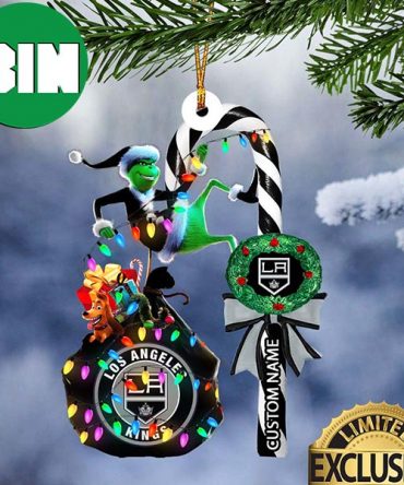 Los Angeles Kings NHL Grinch Candy Cane Custom Name Xmas Gifts Christmas Tree Decorations Ornament