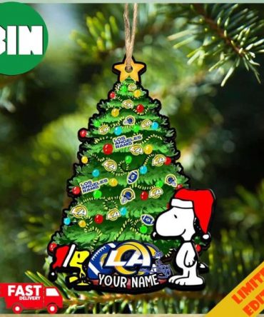 Los Angeles Rams Customized Your Name Snoopy And Peanut Ornament Christmas Gifts For NFL Fans