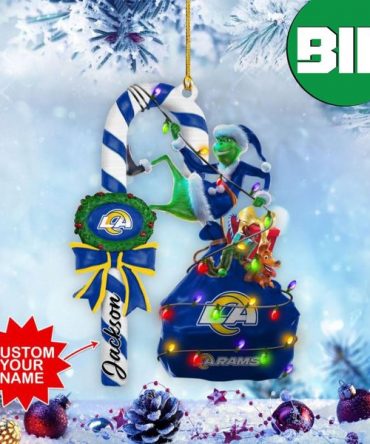 Los Angeles Rams NFL Custom Name x Grinch Christmas Gift Tree Decorations Two Sides Ornament