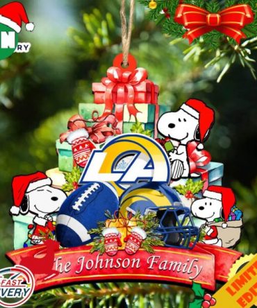 Los Angeles Rams Snoopy And NFL Sport Ornament Personalized Your Family Name