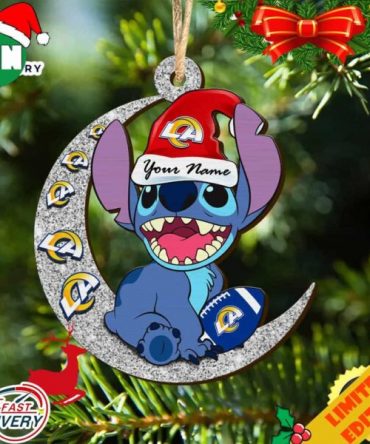 Los Angeles Rams Stitch Ornament NFL Christmas And Stitch With Moon Ornament