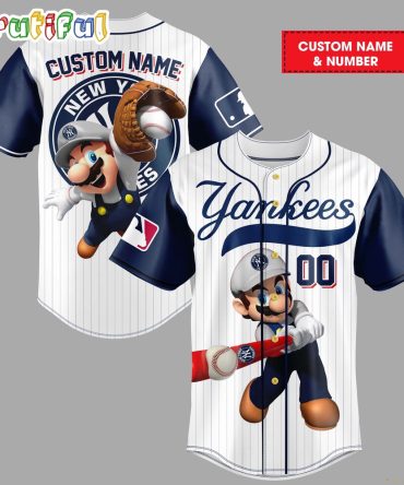 MLB New York Yankees Mario Baseball Jersey Shirt