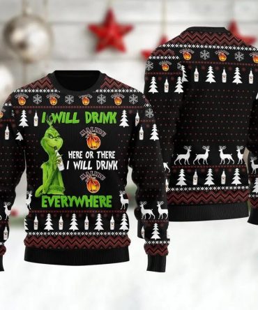 Malibu Grinch Will Drink Everywhere Ugly Sweater, Grinch Holiday Sweater