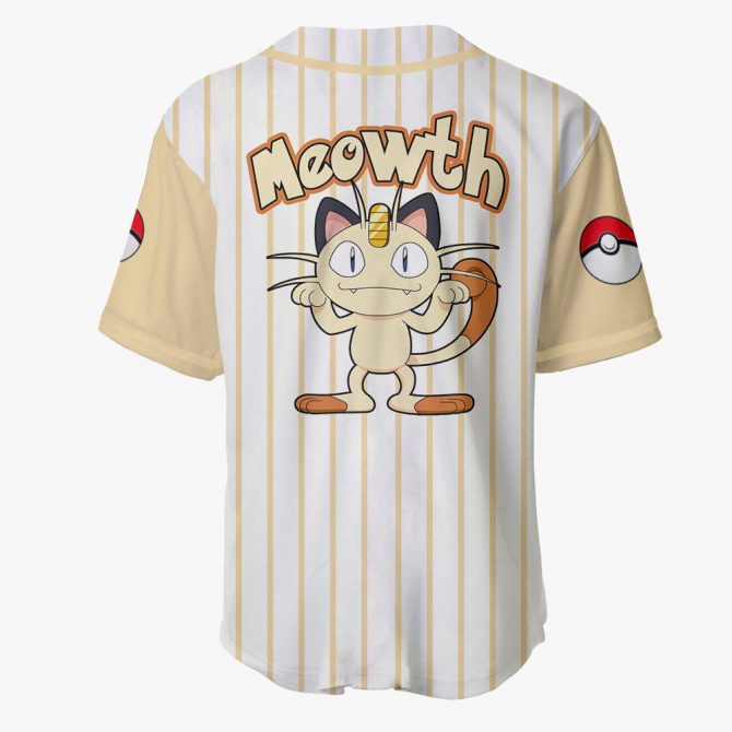 Meowth Baseball Jersey T-Shirt - Cute Anime Design For Fans & Collectors - Image 3