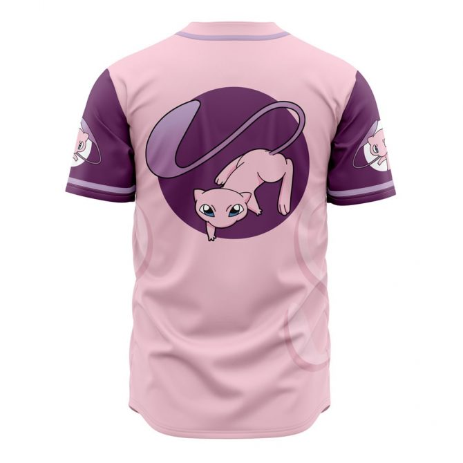 Stylish Pink Baseball Jersey Featuring Cute Mew Design – Perfect For Pokémon Fans! - Image 2
