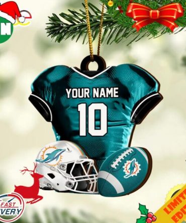 Miami Dolphins NFL Sport Ornament Custom Name And Number 2023 Christmas Tree Decorations
