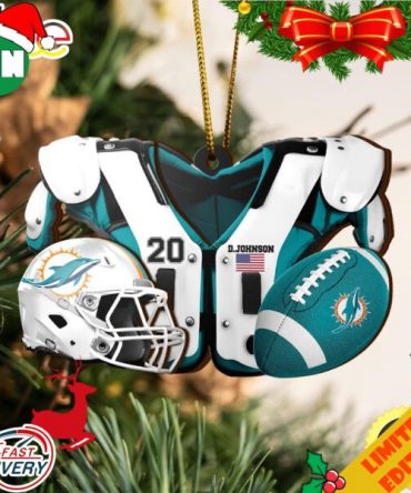 Miami Dolphins NFL Sport Ornament Custom Your Name And Number 2023 Christmas Tree Decorations