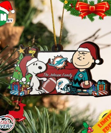 Miami Dolphins Snoopy NFL Sport Ornament Custom Your Family Name