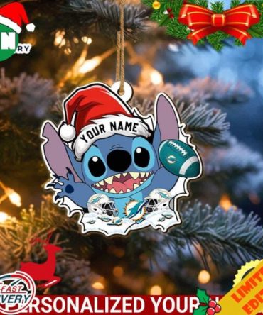 Miami Dolphins Stitch Ornament NFL Christmas With Stitch Ornament