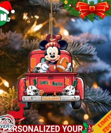 Miami Hurricanes Mickey Mouse Ornament Personalized Your Name Sport Home Decor