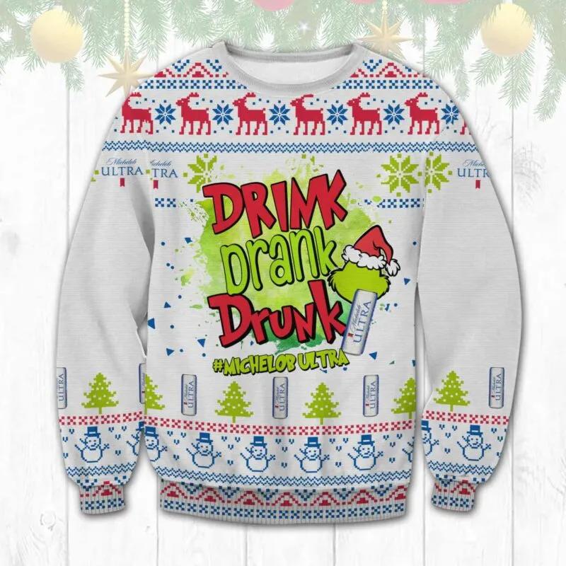 Michelob Ultra Grinch Ugly Sweater, Grinch Holiday Sweater