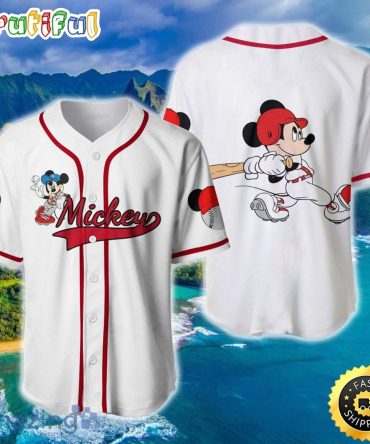 Mickey Mouse White Red Disney Baseball Jersey Shirt