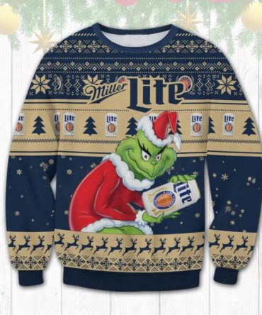 Miller Lite Grinch Ugly Sweater, Grinch Holiday Sweater
