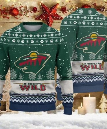 Minnesota Wild Big Logo Ugly Christmas Sweater, NHL Christmas Sweater