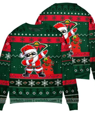 Minnesota Wild Dabbing Santa Claus Ugly Christmas Sweater, NHL Christmas Sweater