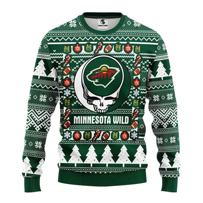 Minnesota Wild Grateful Dead Ugly Christmas Sweater, NHL Christmas Sweater
