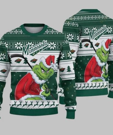 Minnesota Wild Grinch Stolen Ugly Christmas Sweater, NHL Christmas Sweater