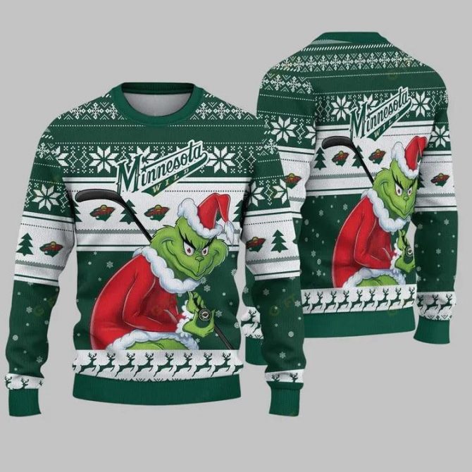 Minnesota Wild Grinch Stolen Ugly Christmas Sweater, NHL Christmas Sweater