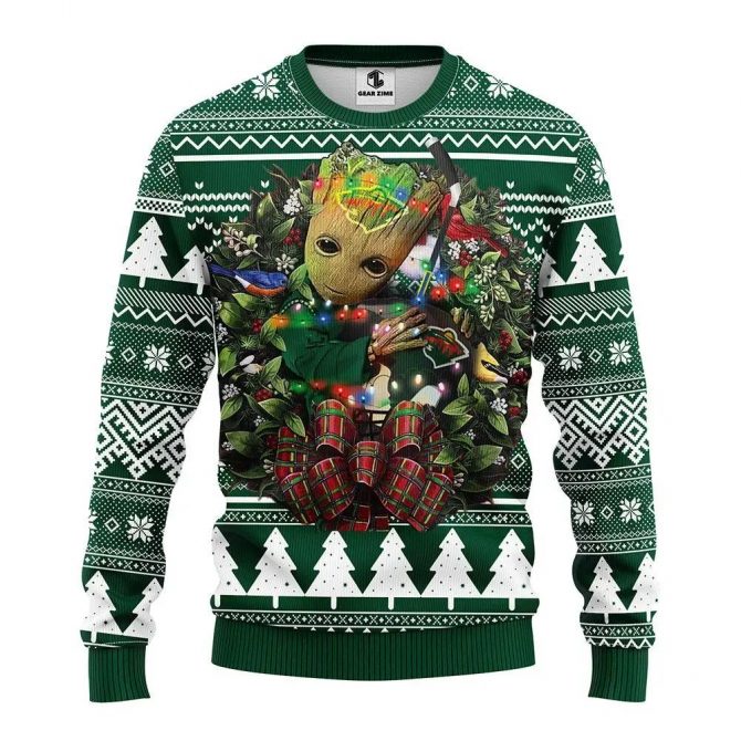 Minnesota Wild Groot Hug Ugly Christmas Sweater, NHL Christmas Sweater
