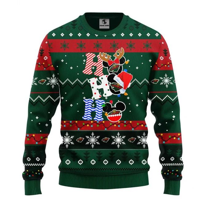 Minnesota Wild Hohoho Ugly Christmas Sweater, NHL Christmas Sweater
