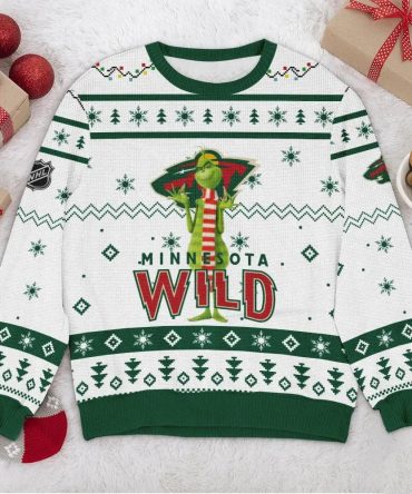 Minnesota Wild NHL Grinch Ugly Christmas Sweater, NHL Christmas Sweater