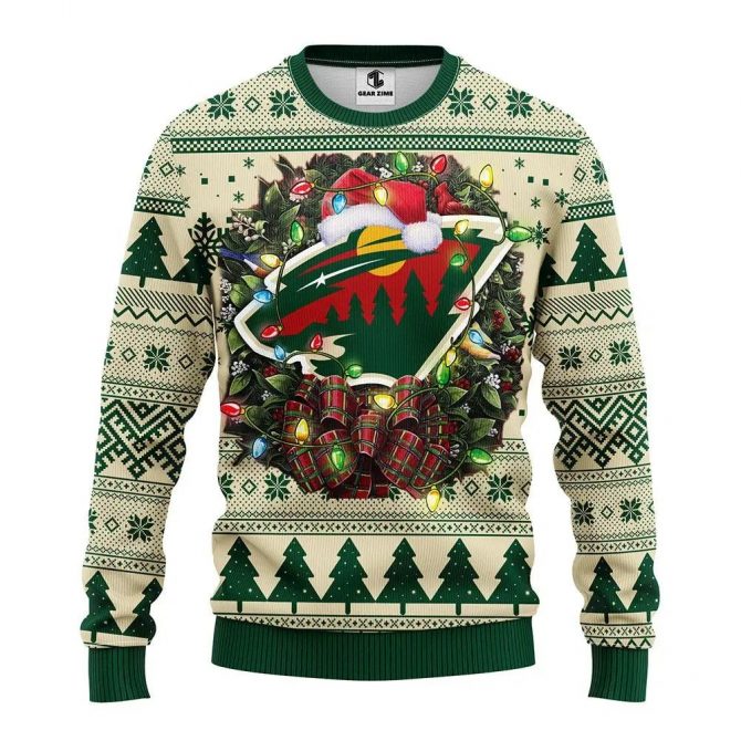 Minnesota Wild Santa Hat Ugly Christmas Sweater, NHL Christmas Sweater