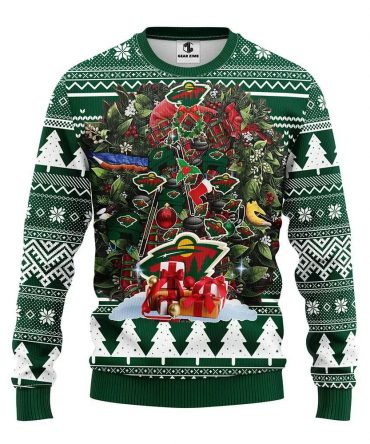 Minnesota Wild Tree Christmas Ugly Sweater, NHL Christmas Sweater