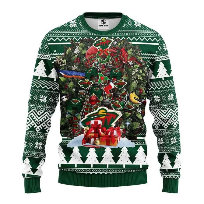 Minnesota Wild Tree Christmas Ugly Sweater, NHL Christmas Sweater