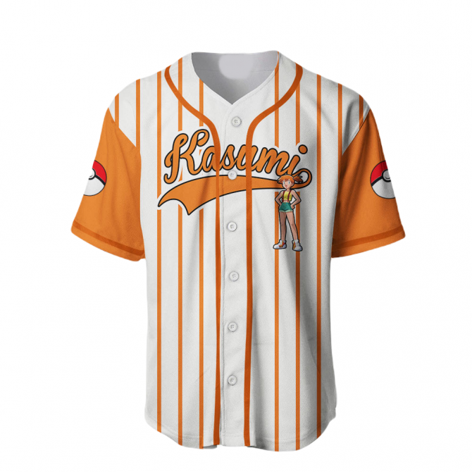 Anime Baseball Jersey – Stylish Orange Striped Tee With Graphic Print For Fans - Image 2