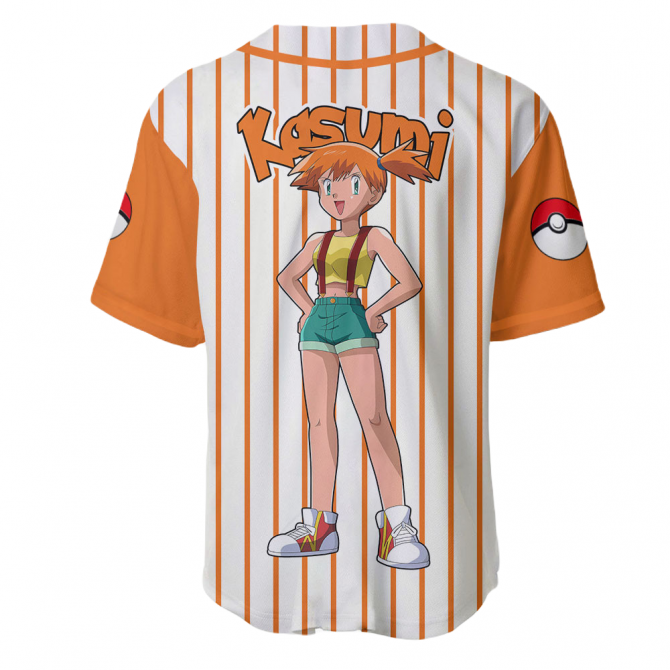 Anime Baseball Jersey – Stylish Orange Striped Tee With Graphic Print For Fans - Image 3
