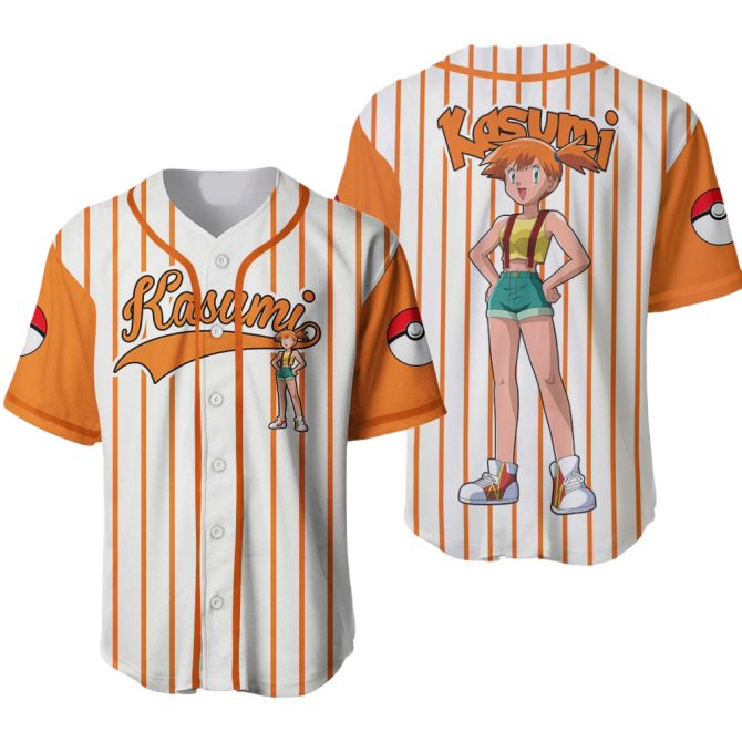 Anime Baseball Jersey – Stylish Orange Striped Tee With Graphic Print For Fans
