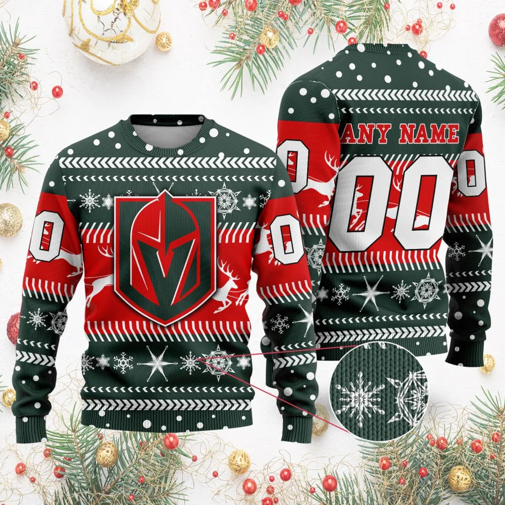NHL Vegas Golden Knights | Personalized Name & Number Unisex Sweater For Christmas Season