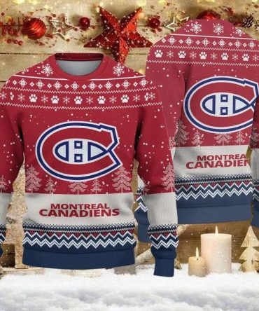 Montreal Canadiens Big Logo Ugly Christmas Sweater, NHL Christmas Sweater