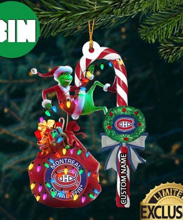 Montreal Canadiens NHL Grinch Candy Cane Custom Name Xmas Gifts Christmas Tree Decorations Ornament