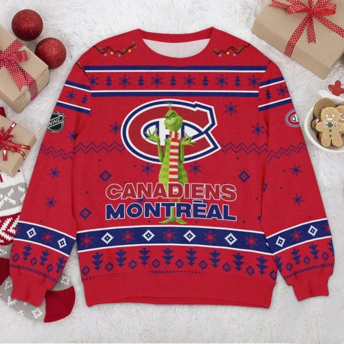 Montreal Canadiens NHL Grinch Ugly Christmas Sweater, NHL Christmas Sweater