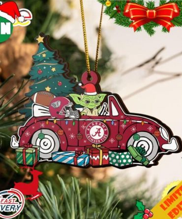 NCAA Alabama Crimson Tide And Baby Yoda Christmas Ornament 2023 Christmas Tree Decorations