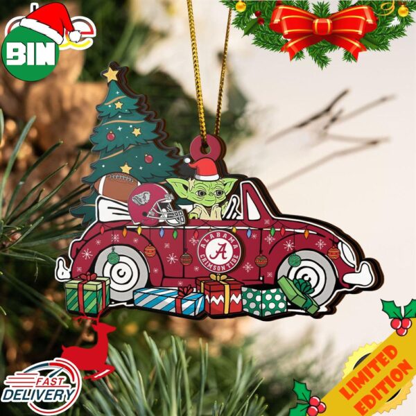 NCAA Alabama Crimson Tide And Baby Yoda Christmas Ornament 2023 Christmas Tree Decorations