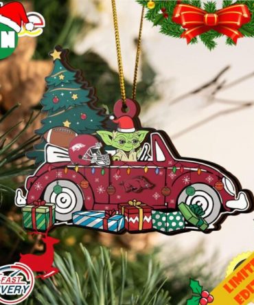 NCAA Arkansas Razorbacks And Baby Yoda Christmas Ornament 2023 Christmas Tree Decorations