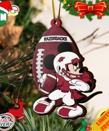 NCAA Arkansas Razorbacks Mickey Mouse Christmas Ornament 2023 Christmas Tree Decorations