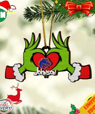 NCAA Boise State Broncos And Grinch Christmas Ornament Custom Your Name 2023 Christmas Tree Decorations
