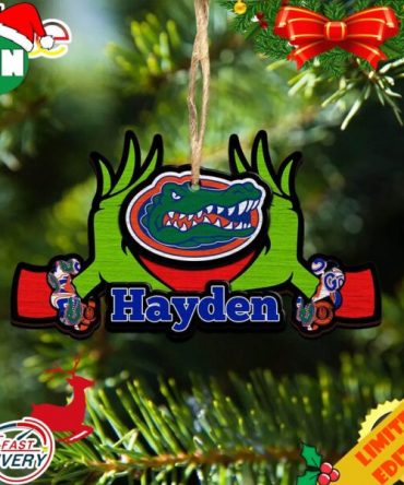 NCAA Florida Gators Grinch Christmas Ornament Personalized Your Name 2023 Christmas Tree Decorations