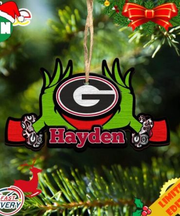 NCAA Georgia Bulldogs Grinch Christmas Ornament Personalized Your Name 2023 Christmas Tree Decorations