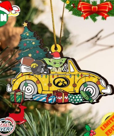 NCAA Iowa Hawkeyes And Baby Yoda Christmas Ornament 2023 Christmas Tree Decorations