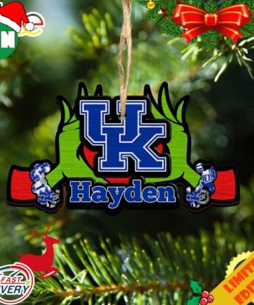 NCAA Kentucky Wildcats Grinch Christmas Ornament Personalized Your Name 2023 Christmas Tree Decorations