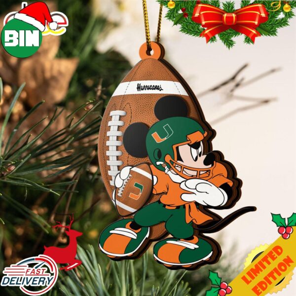 NCAA Miami Hurricanes Mickey Mouse Christmas Ornament 2023 Christmas Tree Decorations