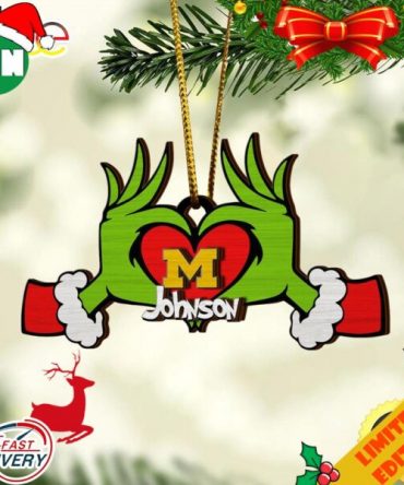 NCAA Michigan Wolverines And Grinch Christmas Ornament Custom Your Name 2023 Christmas Tree Decorations